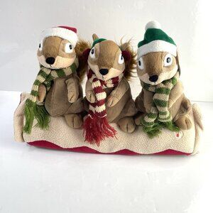Vtg Singing Christmas Chipmunks Plush Carlton Cards Animatronic Squirrel Singer